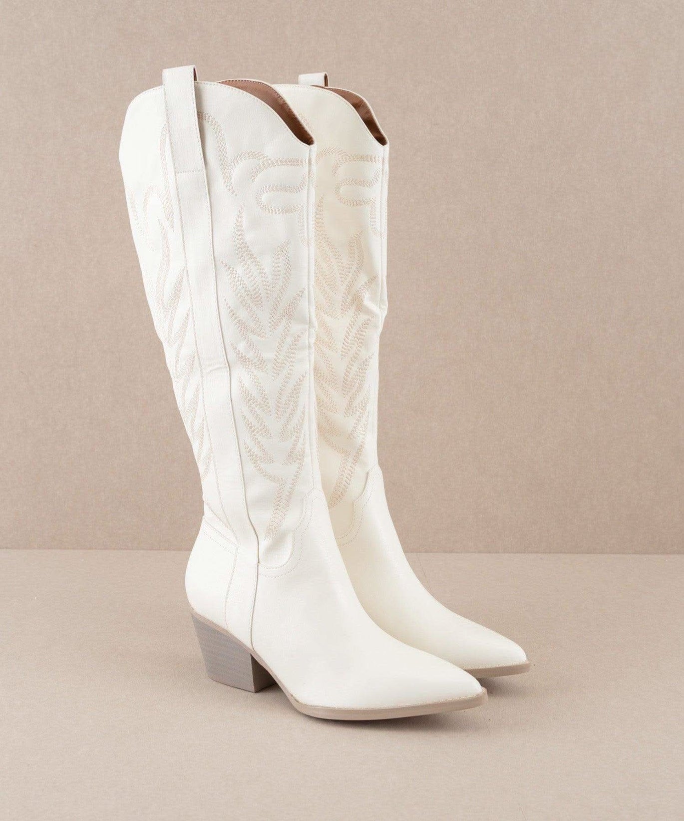 The Samara | White Embroidered Tall Boot - SwagglyLife Home & Fashion